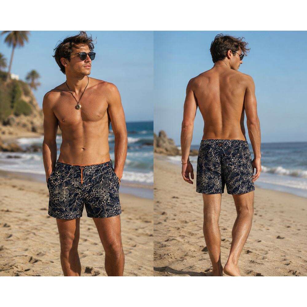Lands End 3XL Tropical Board Shorts Drawstring Quick Dry Swim Trunks Pockets